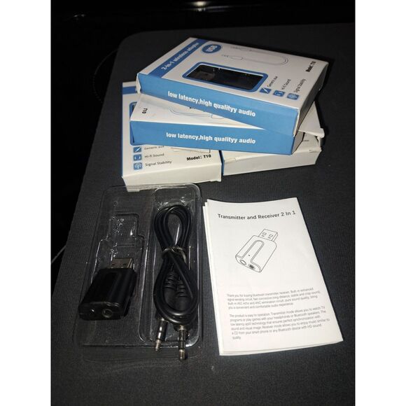 Get 4 NIB  2-in-1 Bluetooth Aux Adapter, Audio Receiver Aux Bluetooth Adapters - Picture 2 of 6